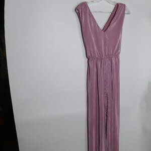 Pink Lily Women's Rose Pink Accordion Style Jumpsuit Size Large